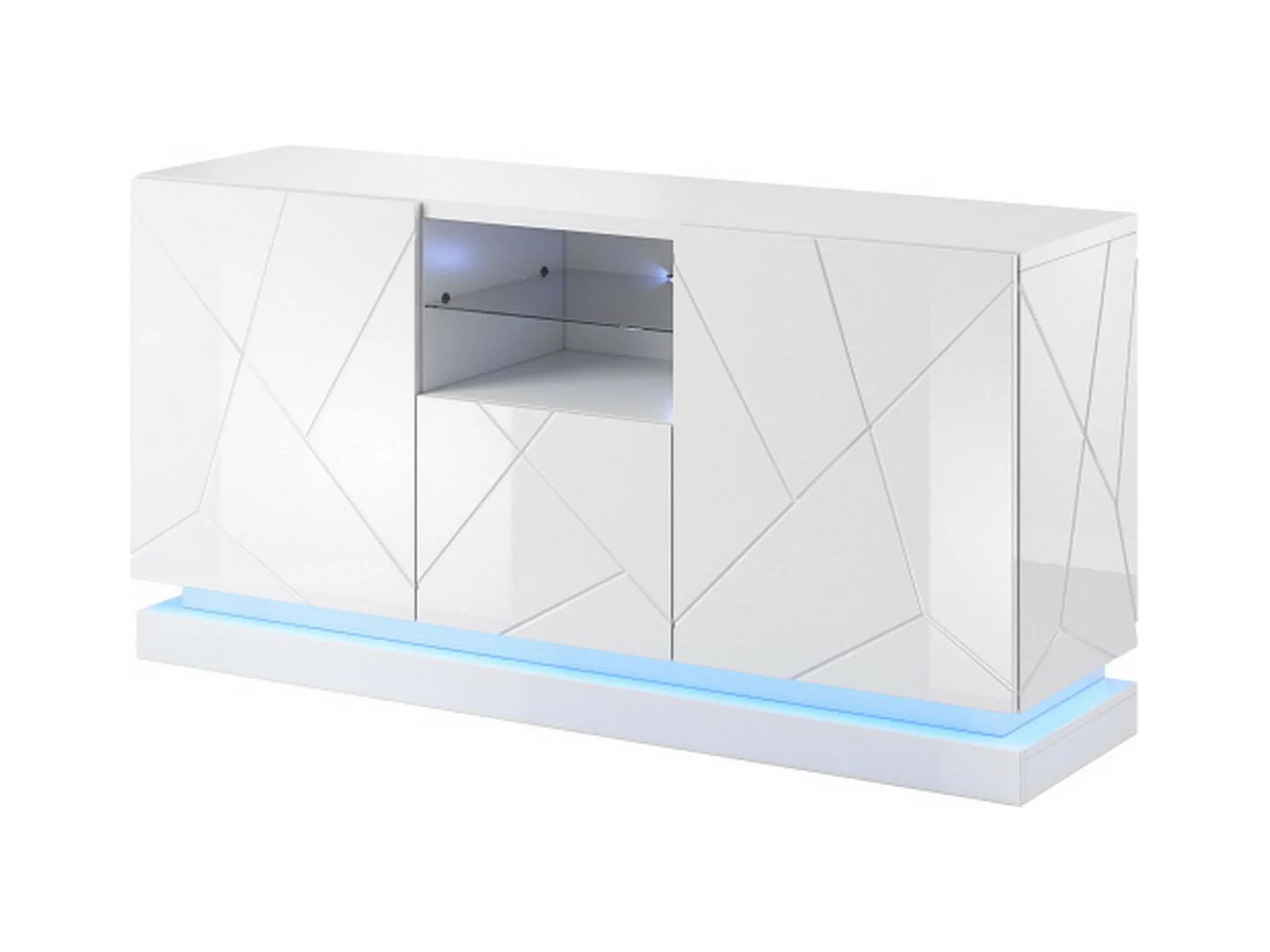 Buffet blanc design 150 cm avec éclairage intégré Clost