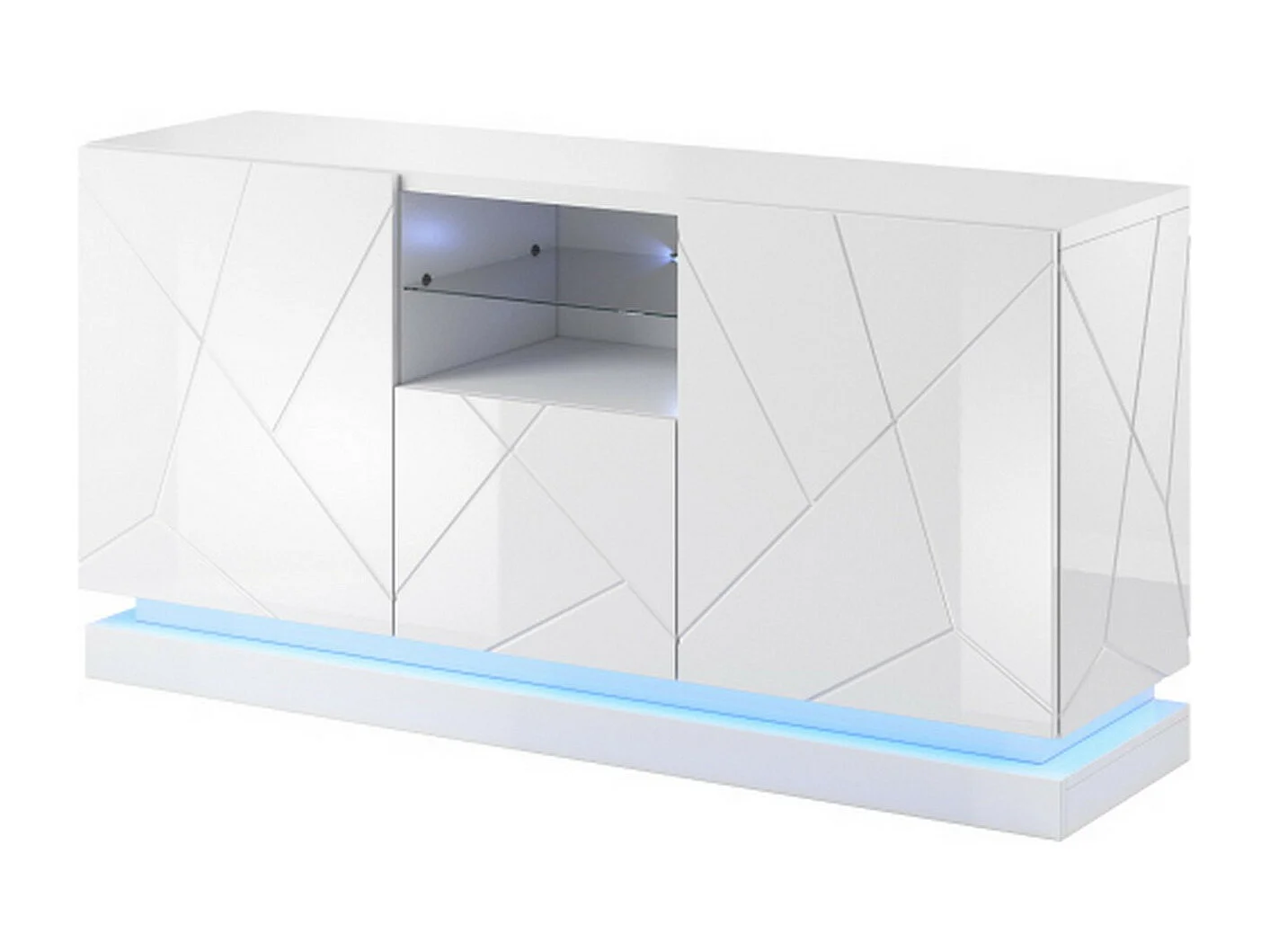 Buffet blanc design 150 cm avec éclairage intégré Clost