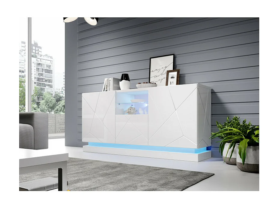 Buffet blanc design 150 cm avec éclairage intégré Clost