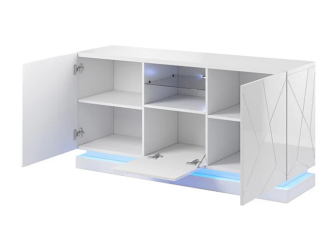 Buffet blanc design 150 cm avec éclairage intégré Clost