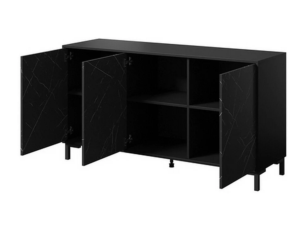 Aparador de diseño efecto mármol negro 150cm Ketla