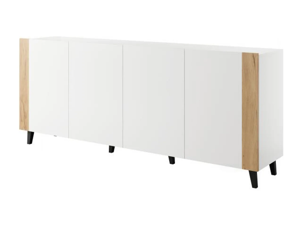 Tempo aparador de diseño blanco mate + madera 200 cm