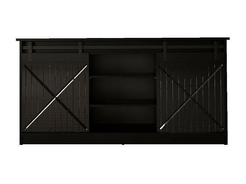 Aparador de diseño negro de 160 cm con puertas correderas Hexa
