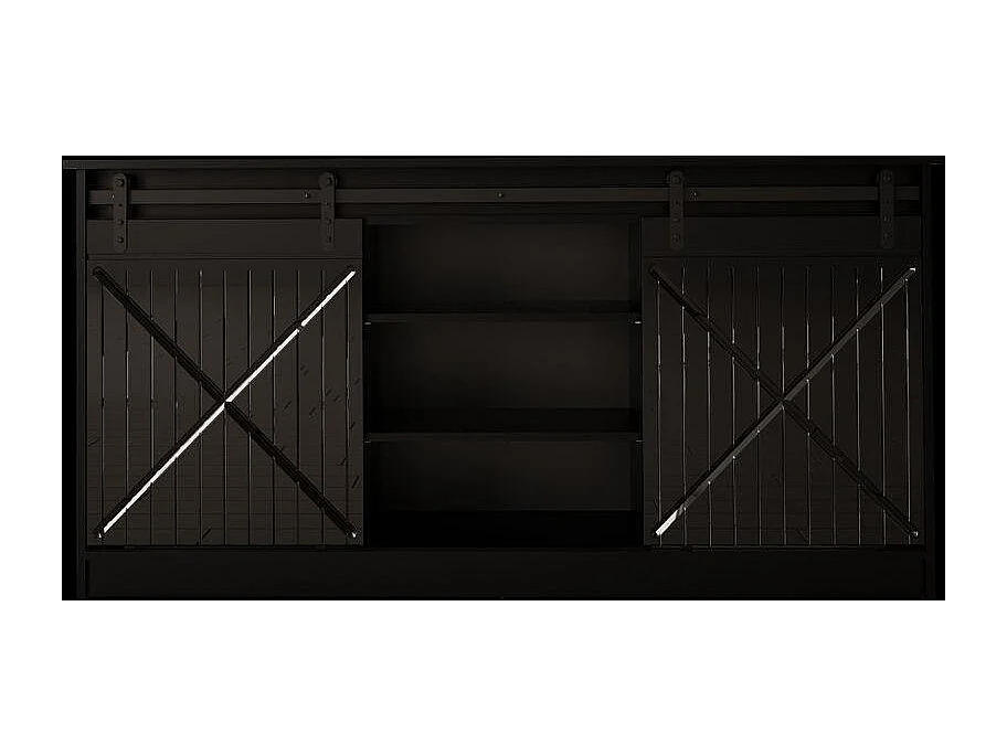 Buffet design noir 160 cm porte coulissantes Hexa
