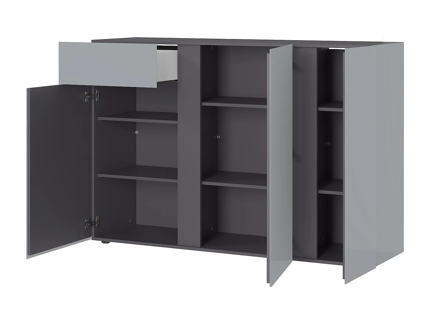 Buffet gris avec encadrement en verre 3 portes TESSA