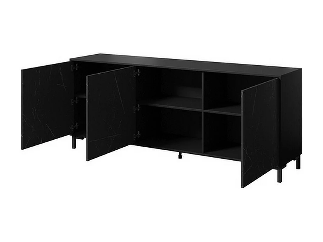 Buffet design effet marbre noir 200cm Ketla