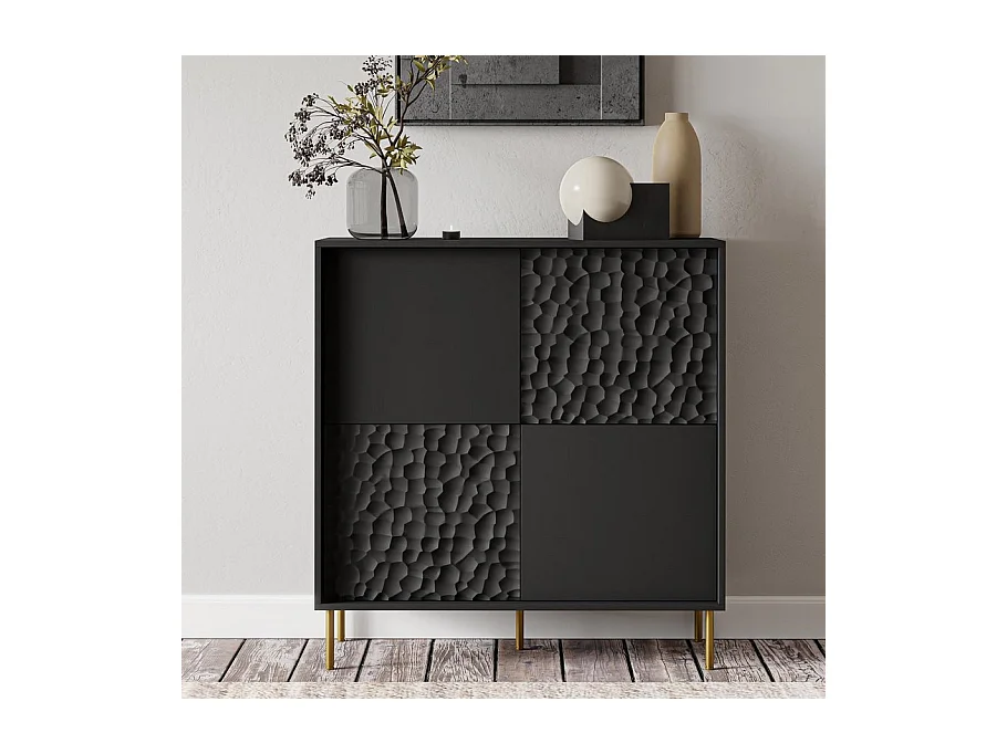 Meuble de rangement design noir et or 100cm Tramona