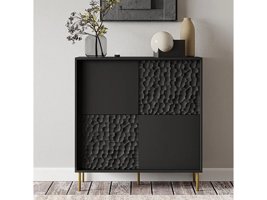 Meuble de rangement design noir et or 100cm Tramona