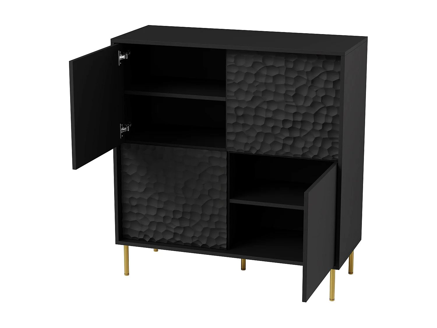 Meuble de rangement design noir et or 100cm Tramona