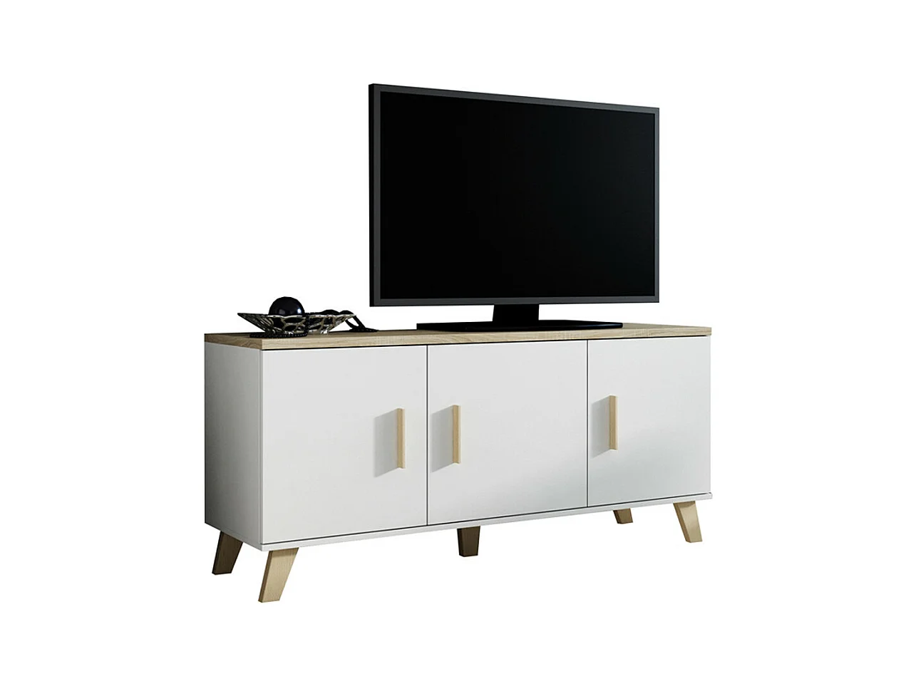 Buffet décor chêne & blanc mat 3 portes 150 cm Colin