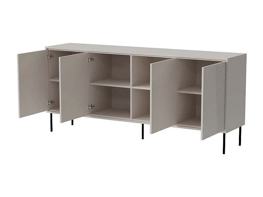 Credenza di design da 200 cm color cachemire con gambe in metallo nero Ula