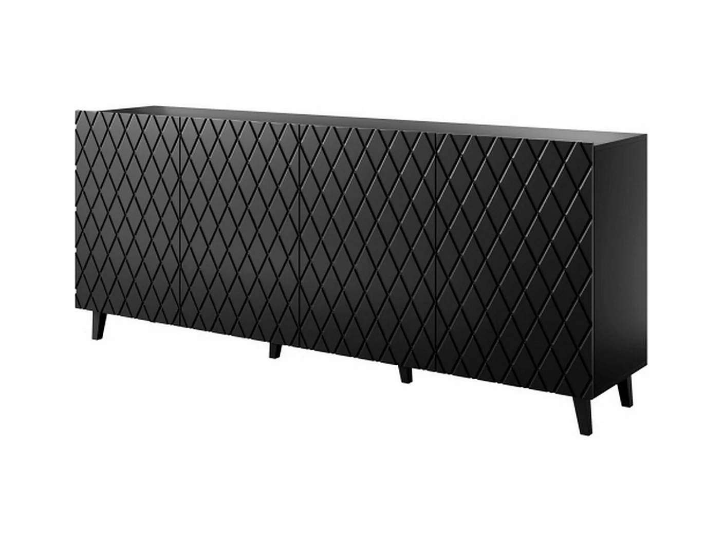 Buffet contemporain noir mat 200 cm avec façade design Kali