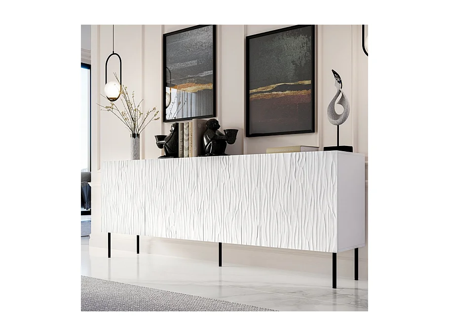 Buffet bas design blanc mat 190 cm Mokt