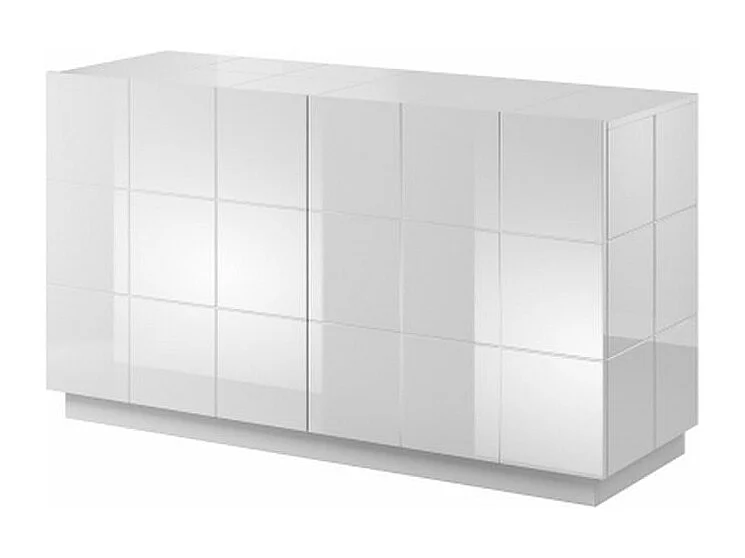 Aparador de diseño 138cm blanco brillo + Flow LED - azul