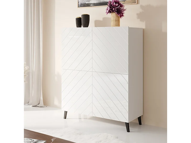 Meuble de rangement design blanc 100 cm Yaka