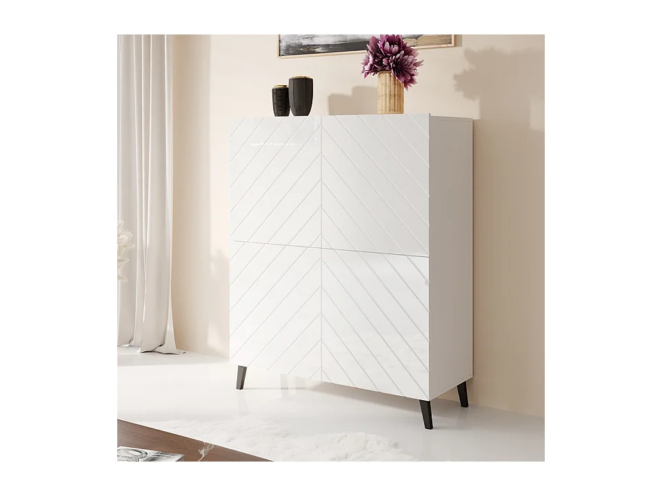 Meuble de rangement design blanc 100 cm Yaka