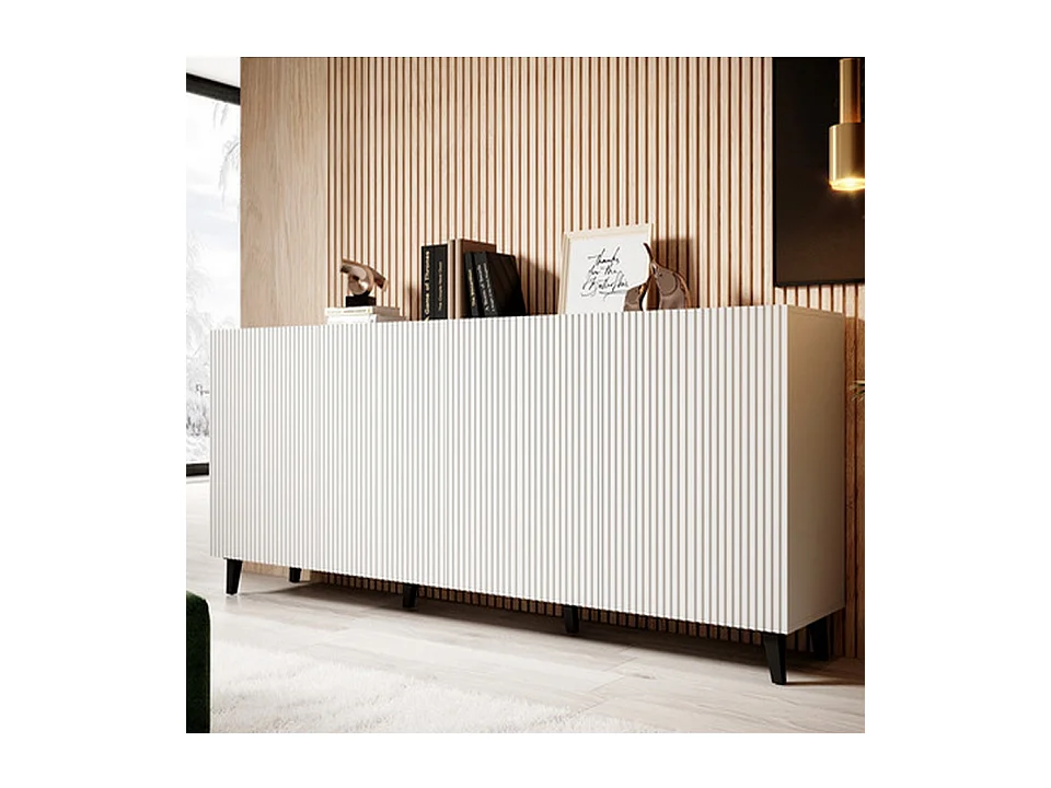 Buffet design blanc 200cm 4 portes Gustave