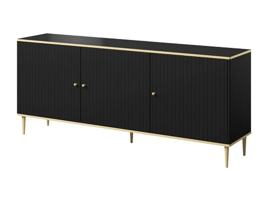 Buffet design noir mat et pieds or 180 cm Soal