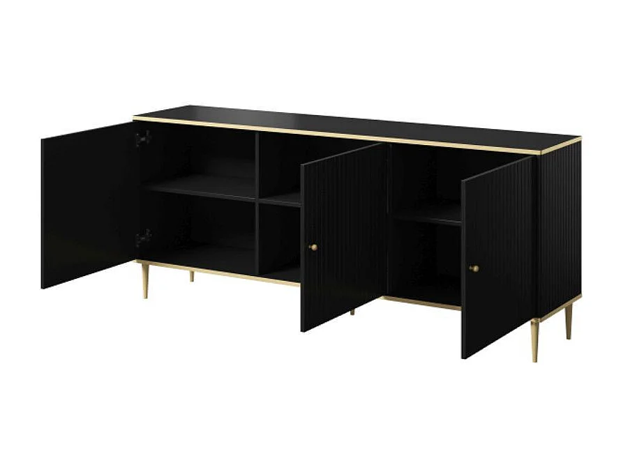 Buffet design noir mat et pieds or 180 cm Soal