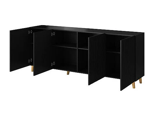 Credenza lunga nera a 4 ante Gustave 200 cm