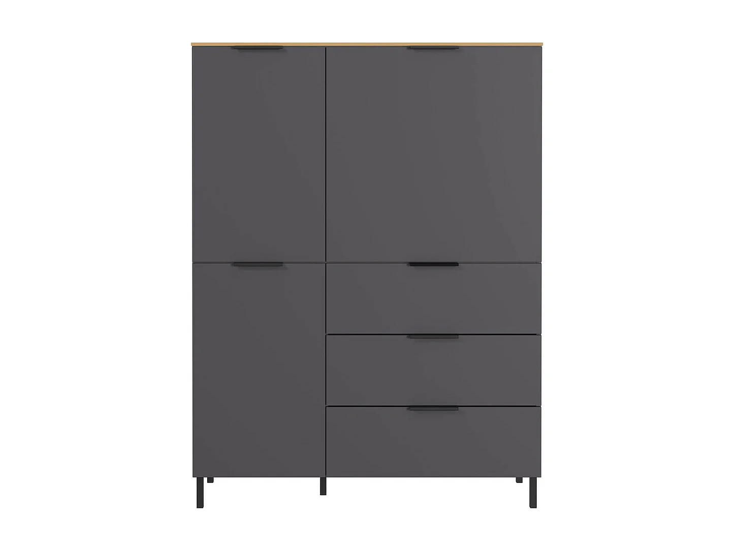 Buffet haut design gris anthracite et bois Costal