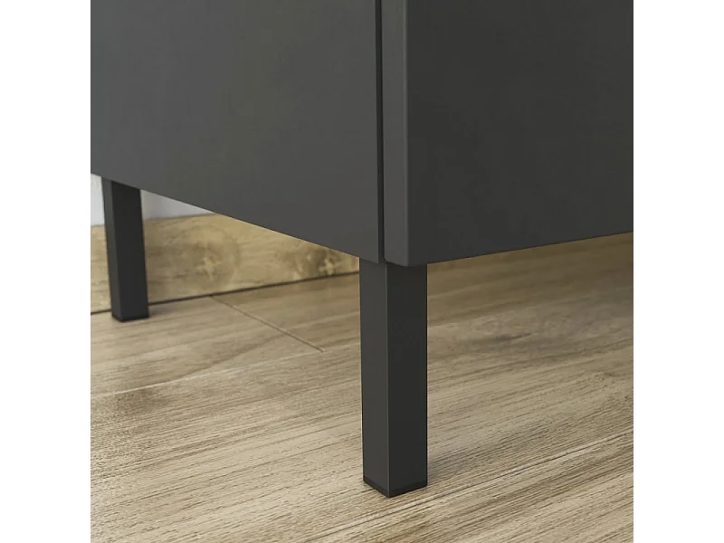 Buffet haut design gris anthracite et bois Costal