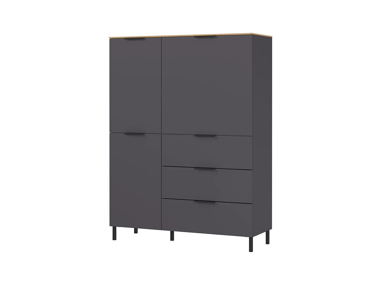 Buffet haut design gris anthracite et bois Costal