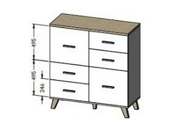 Buffet haut décor chêne et noir mat 110 cm Colin