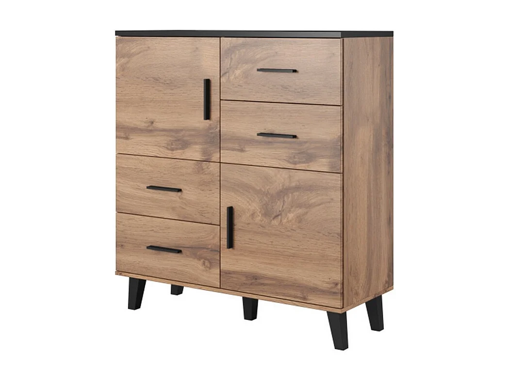 Buffet haut décor chêne et noir mat 110 cm Colin