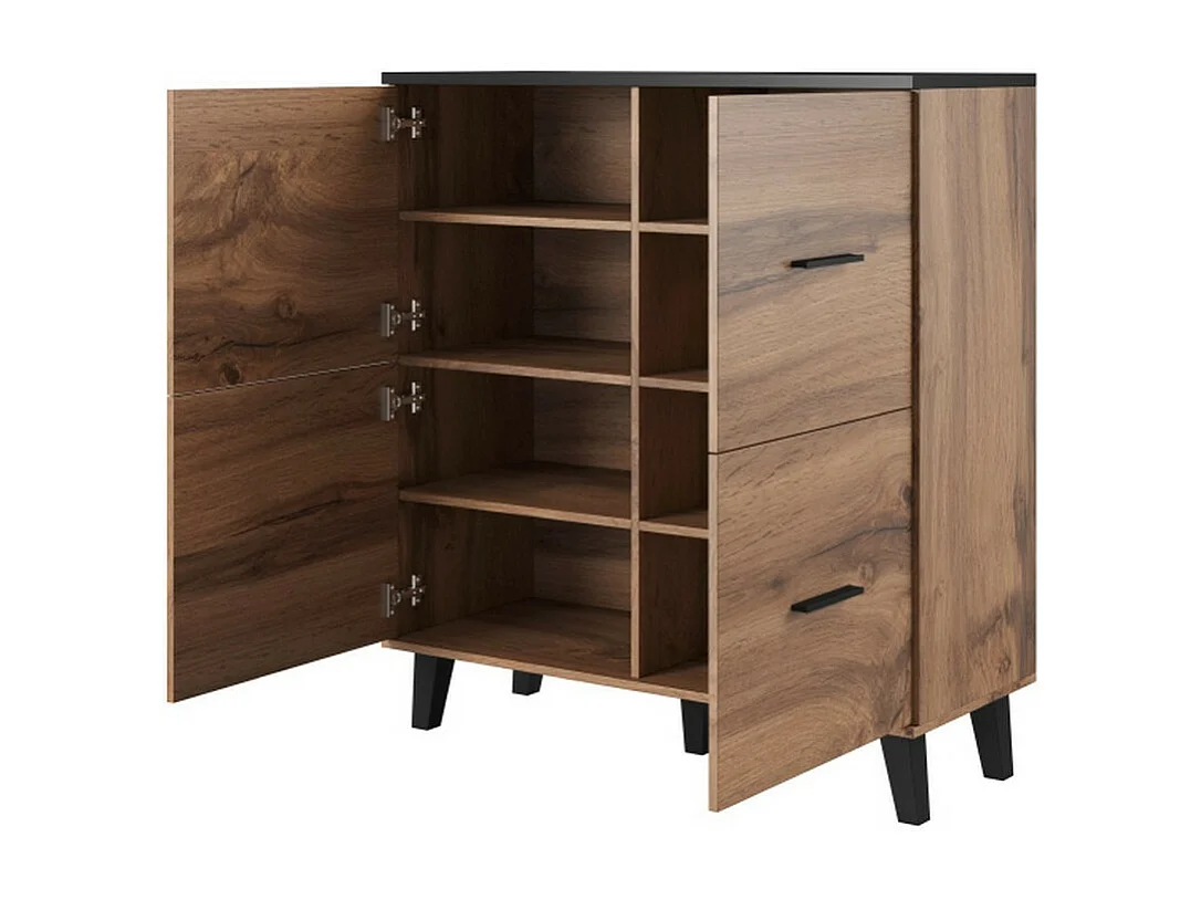 Tablero alto Colin de 4 puertas en roble y negro mate