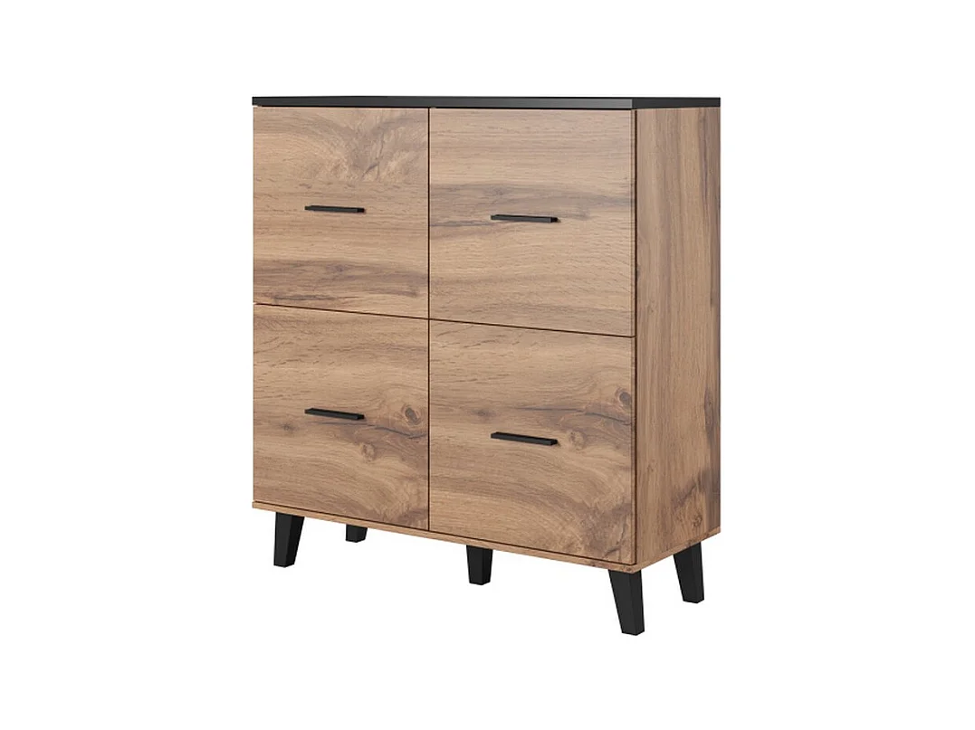 Buffet haut style chêne et noir mat 4 portes Colin