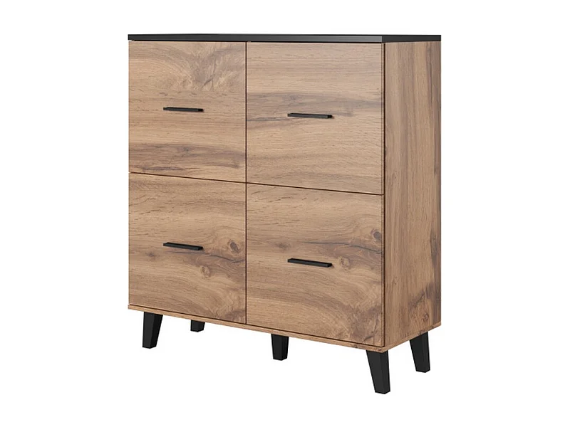 Buffet haut style chêne et noir mat 4 portes Colin