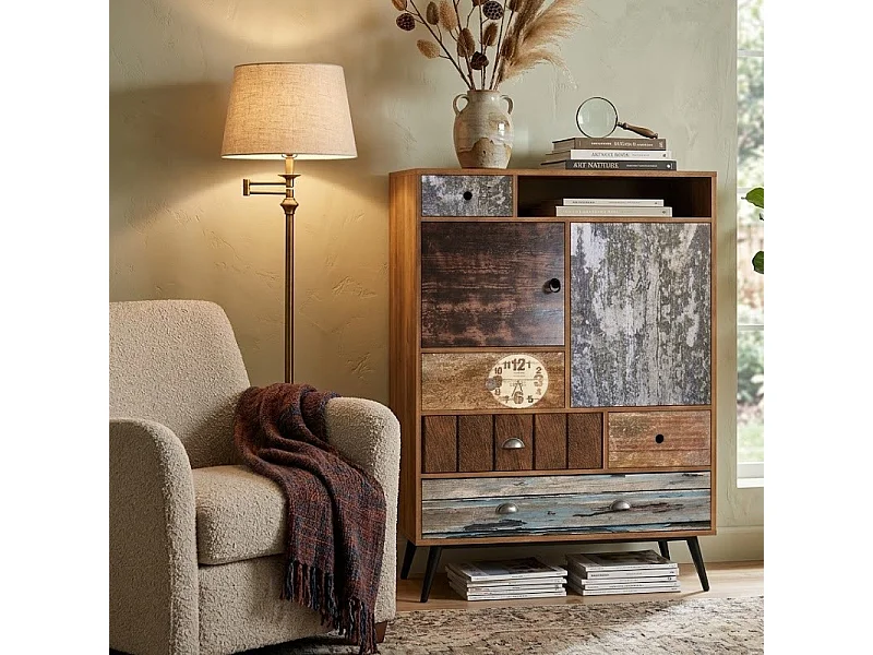Buffet haut industriel multicolore Alto