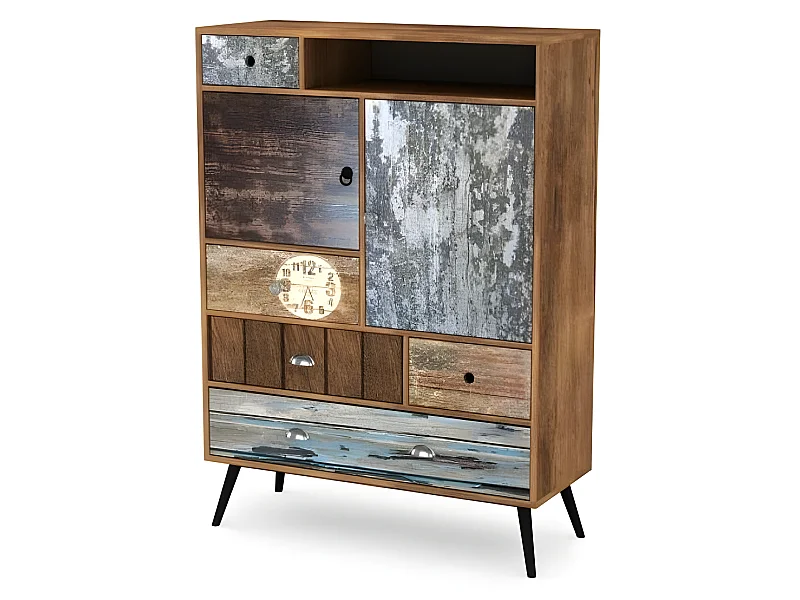 Buffet haut industriel multicolore Alto