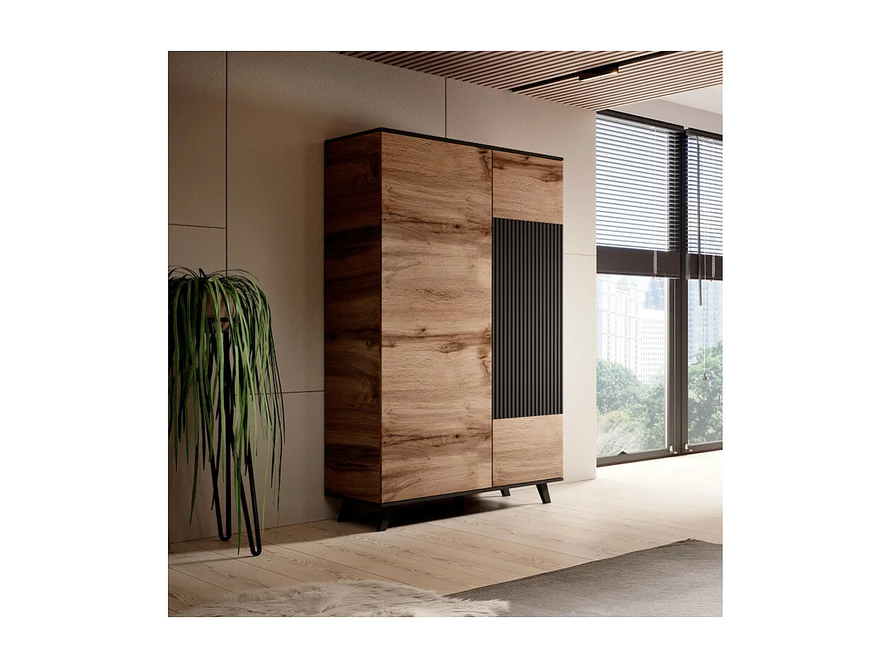 Tablero alto 90x182 cm aspecto negro y roble wotan PUMP