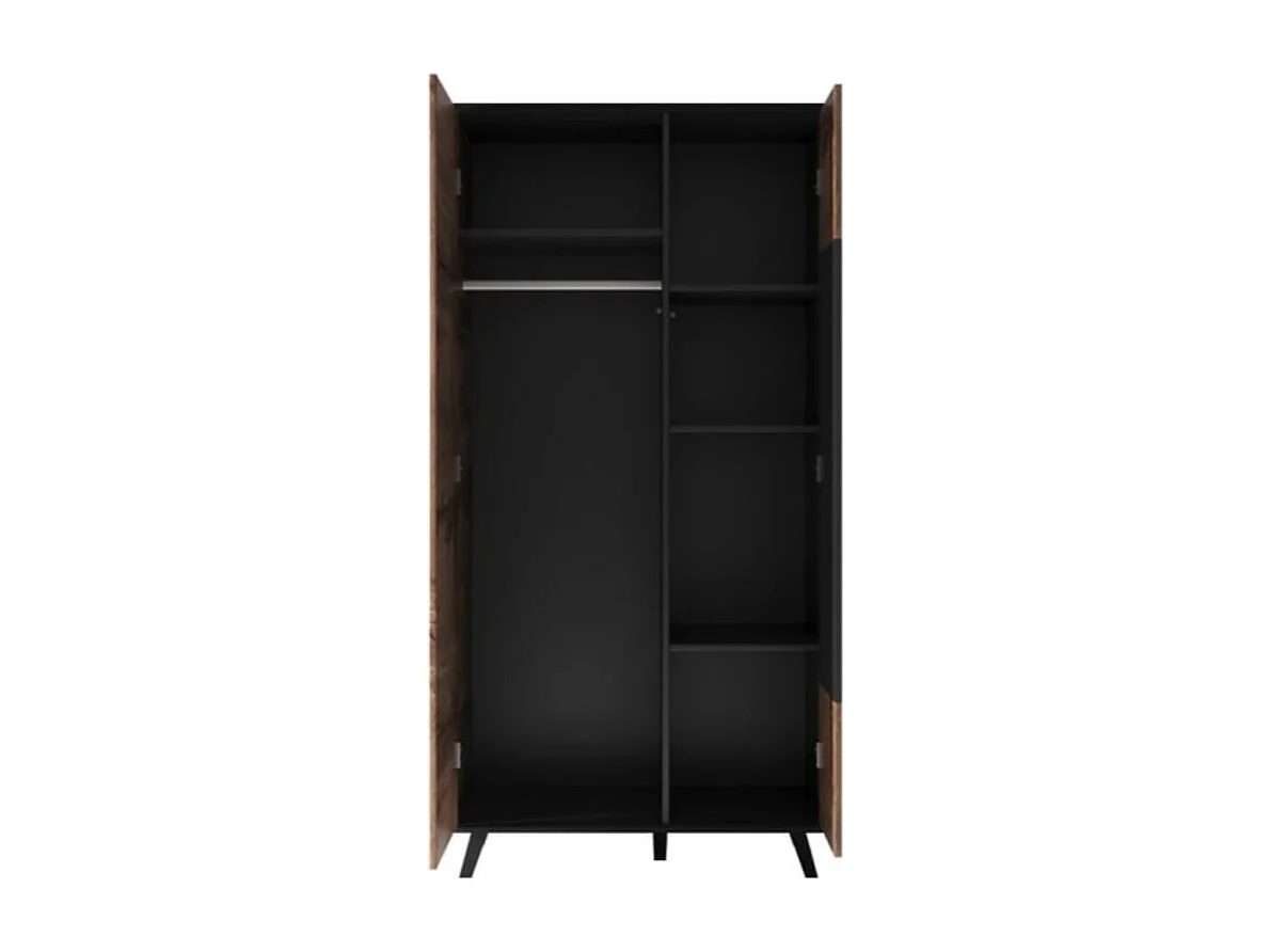 Buffet haut 90x182 cm noir et aspect chêne wotan PUMP