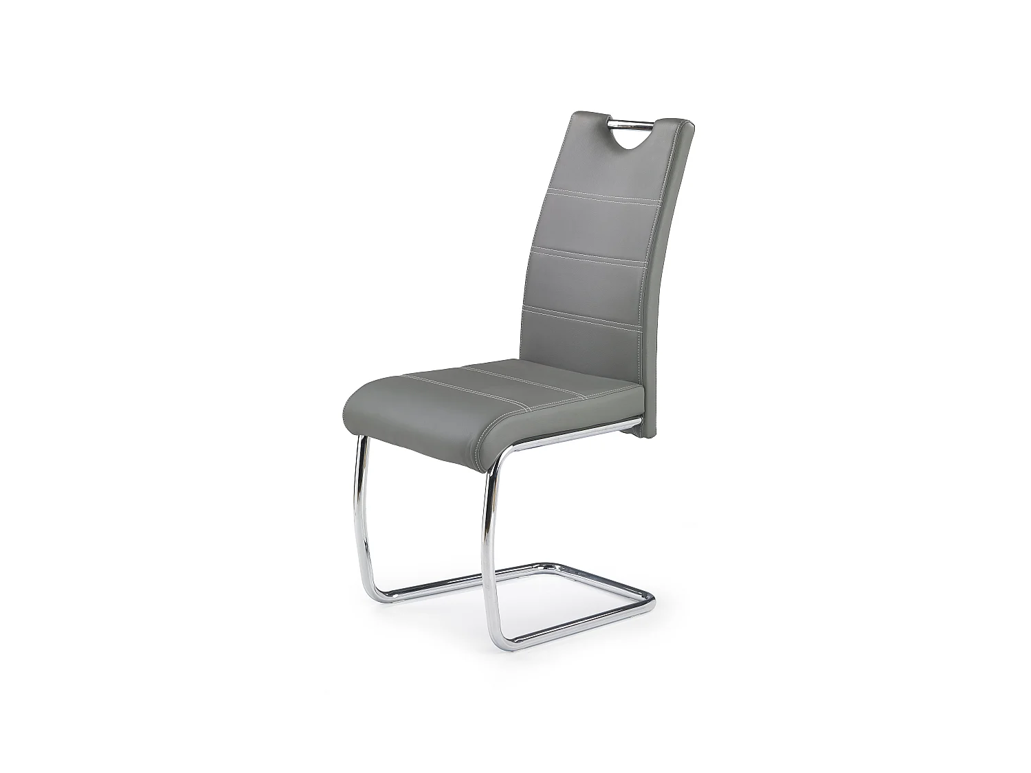 Chaise design simili cuir et acier chromé Jakarta - Gris