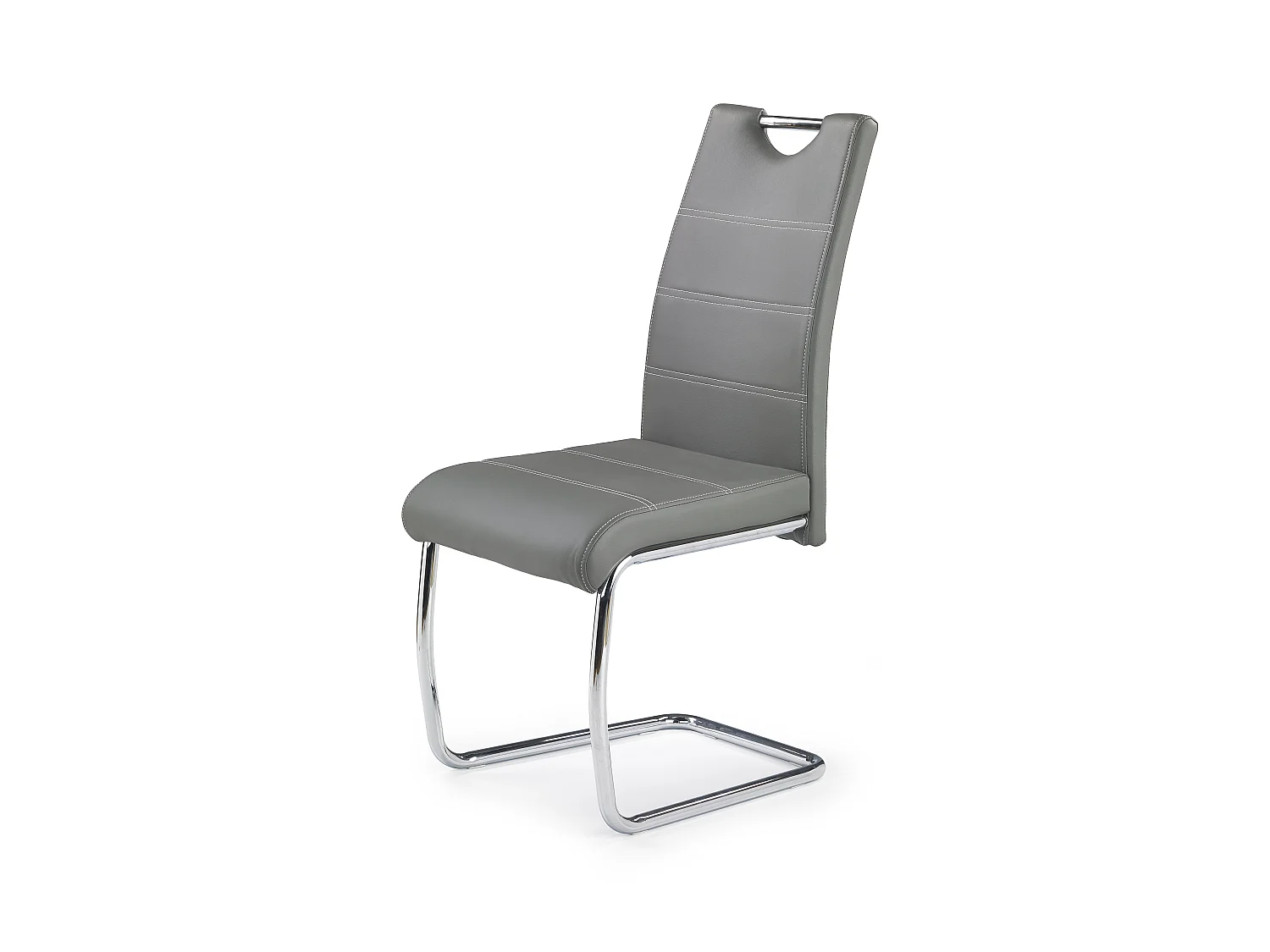 Chaise design simili cuir et acier chromé Jakarta - Gris