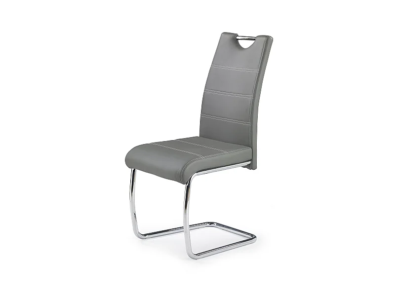 Chaise design simili cuir et acier chromé Jakarta - Gris