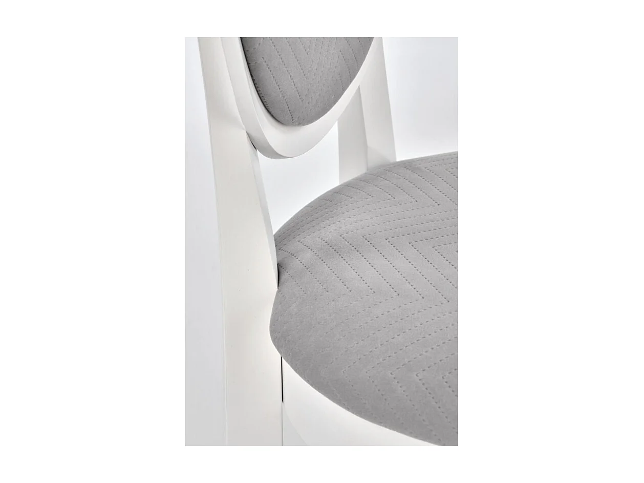 Chaise médaillon blanche et grise en bois Louis