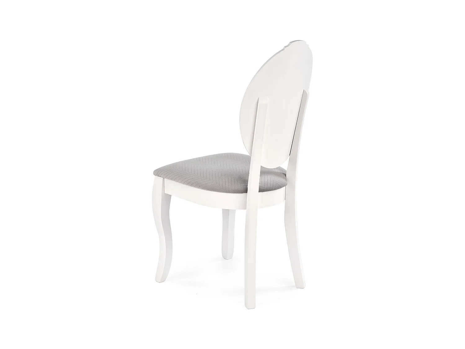 Sedia a medaglione Louis in legno bianco e grigio