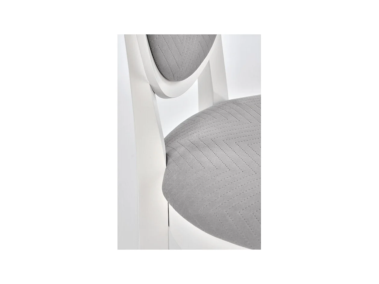 Sedia a medaglione Louis in legno bianco e grigio