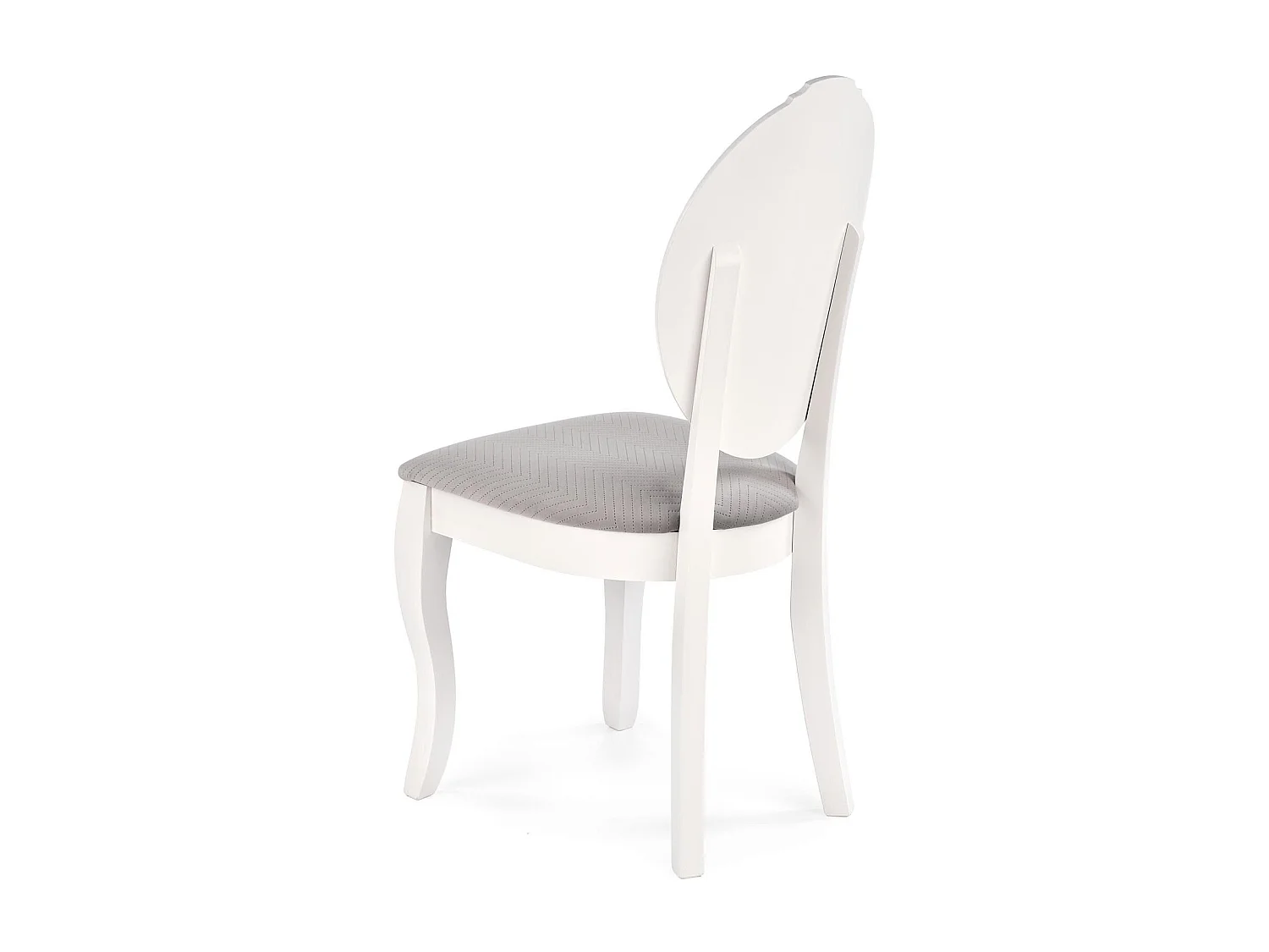 Chaise médaillon blanche et grise en bois Louis