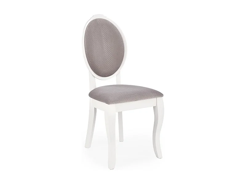 Chaise médaillon blanche et grise en bois Louis