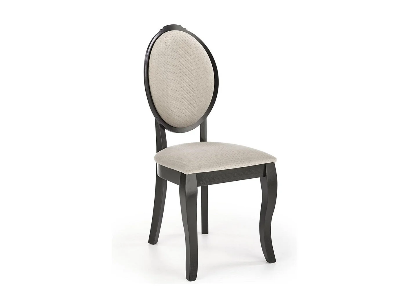 Chaise médaillon noire et beige en bois Louis