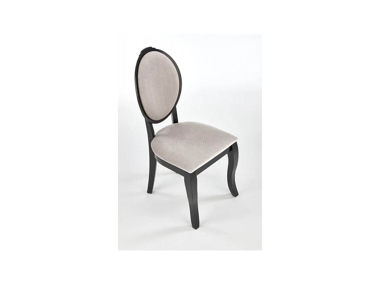 Chaise médaillon noire et beige en bois Louis