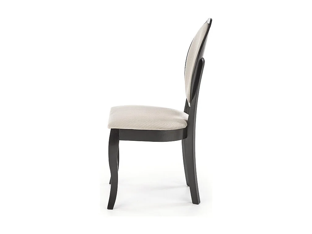 Chaise médaillon noire et beige en bois Louis