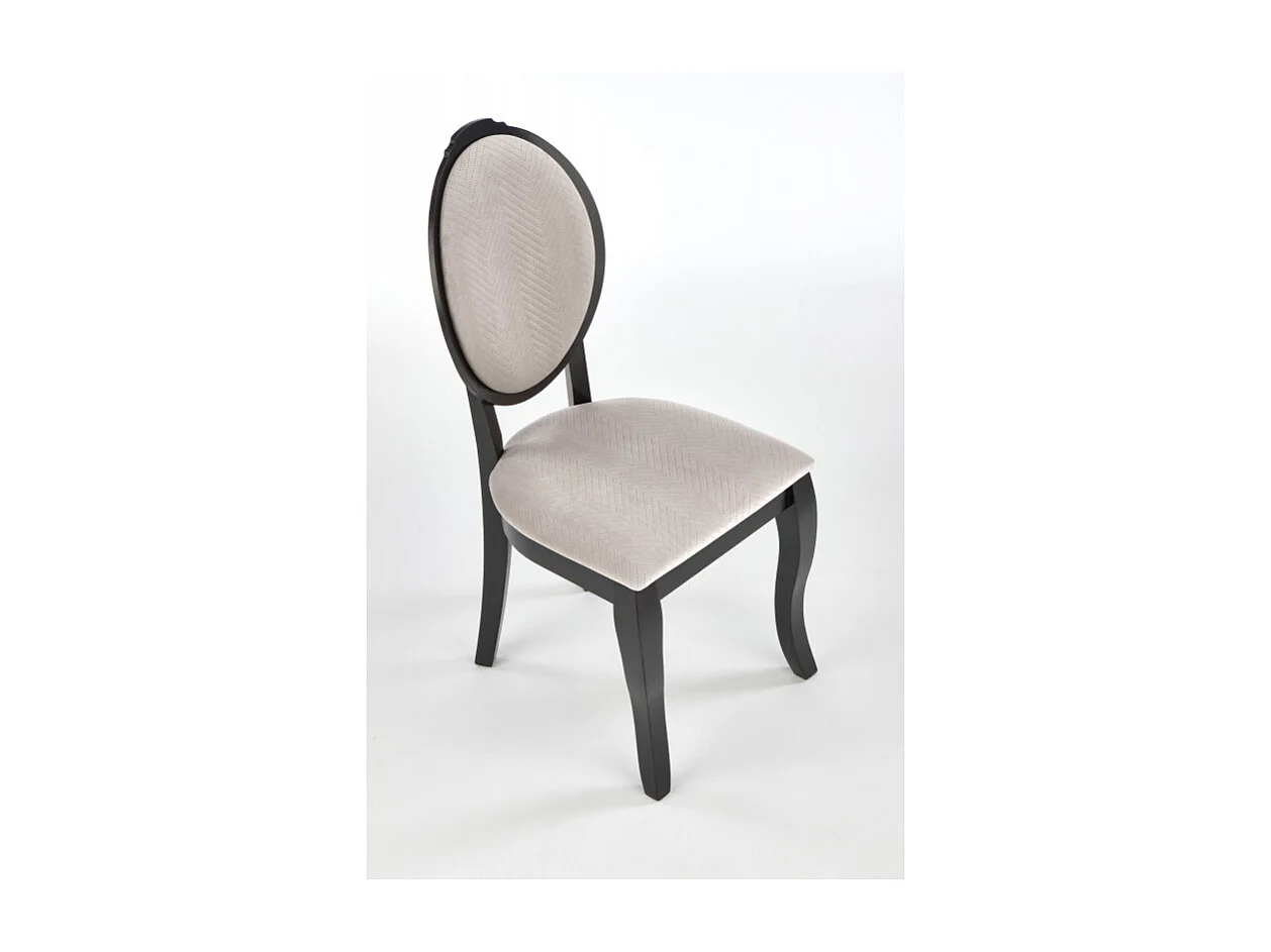 Chaise médaillon noire et beige en bois Louis