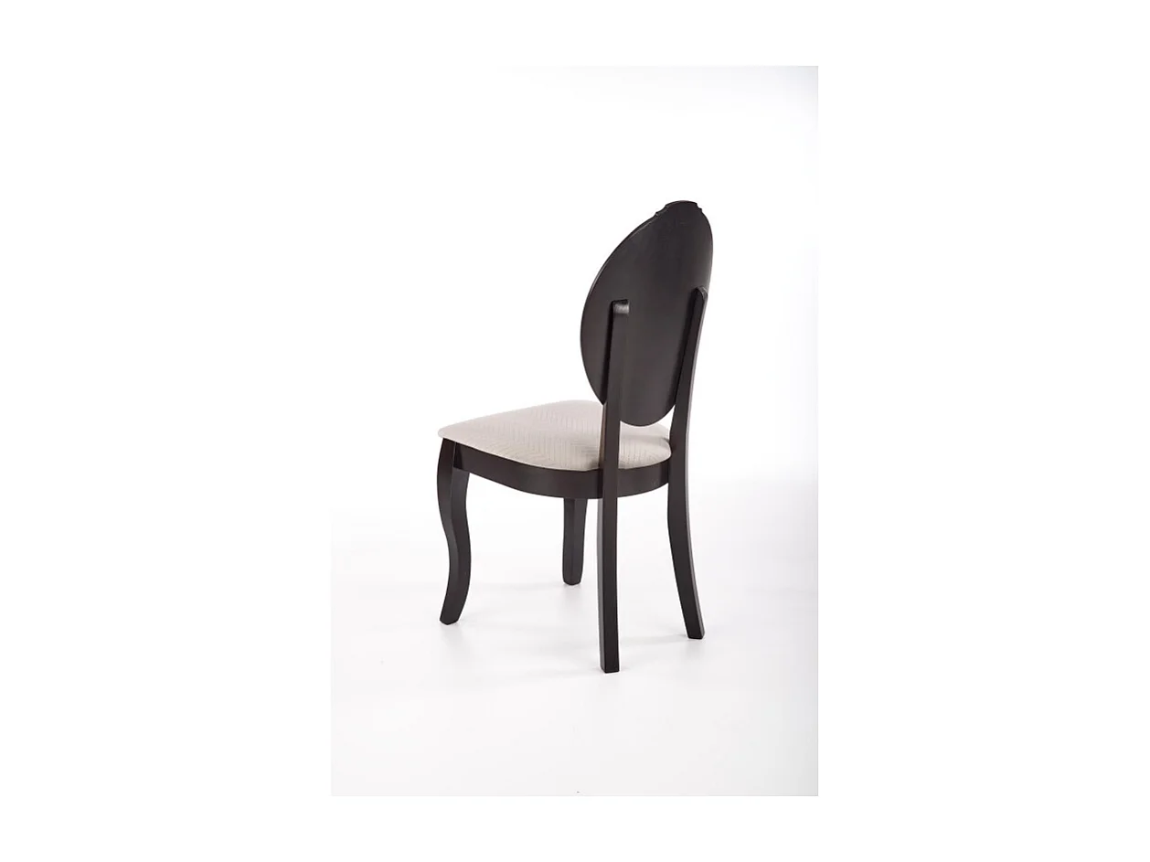 Chaise médaillon noire et beige en bois Louis