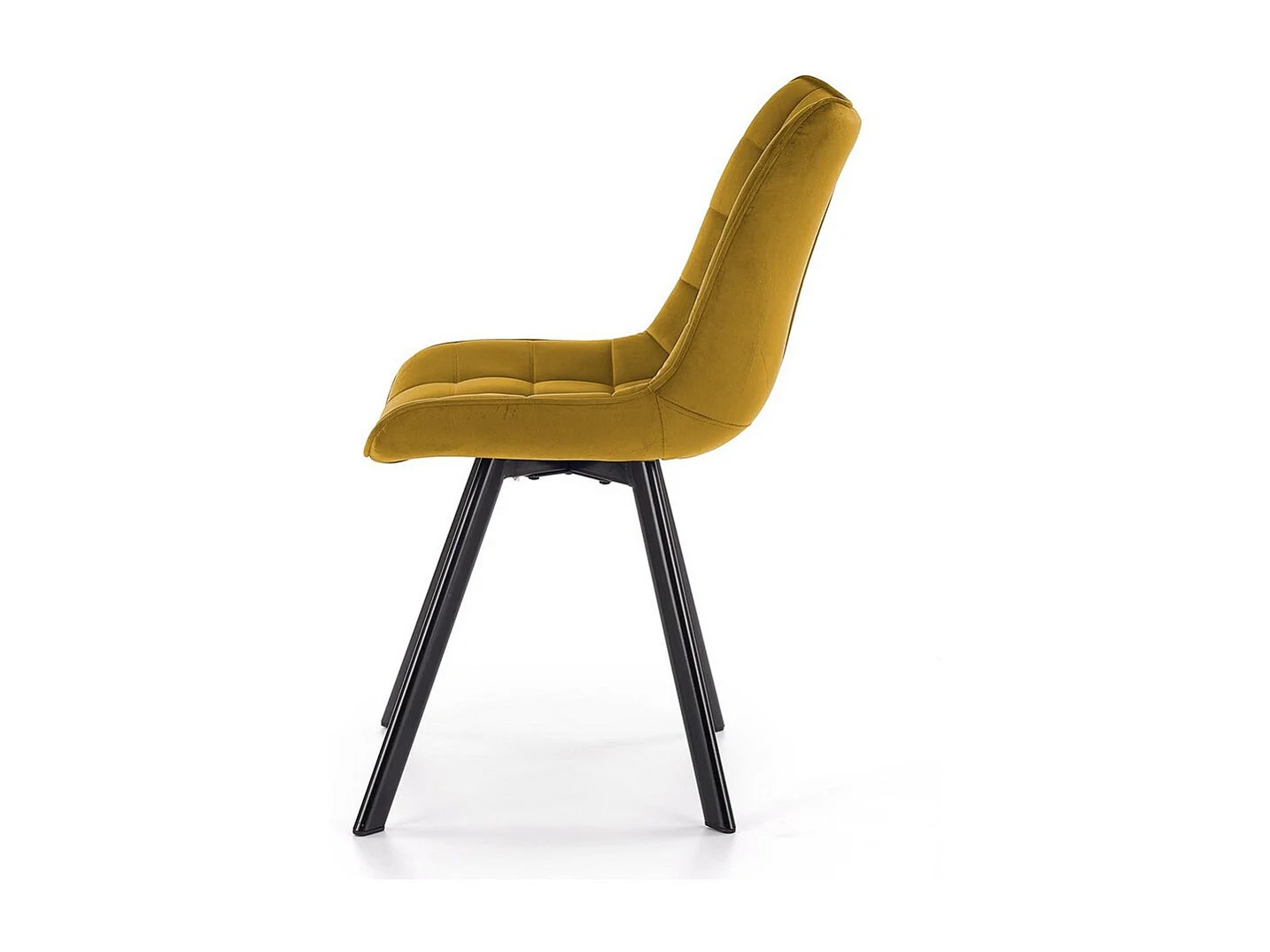 LIBERTY Silla contemporánea de terciopelo amarillo con patas de metal negro